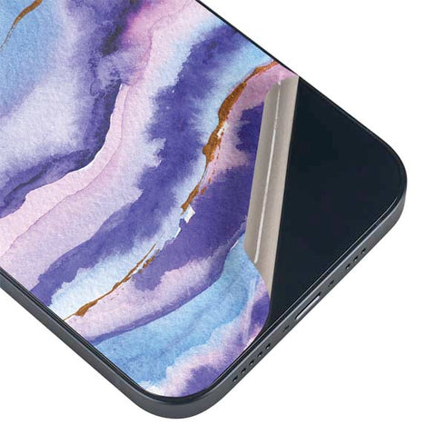 Blue Violet Watercolor Geode iPhone 14 Plus Skin